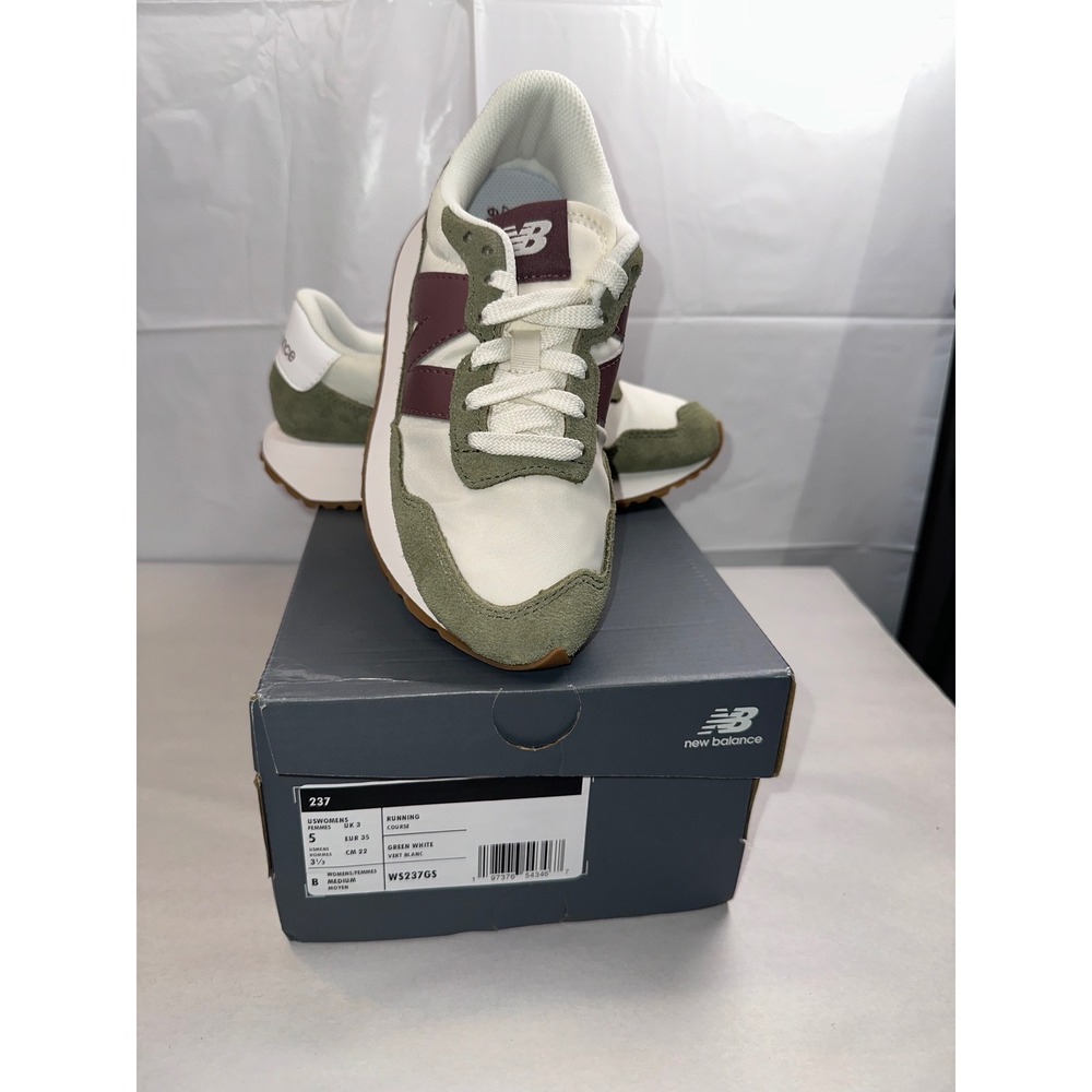 New Balance 237 Green White Burgundy Womens Running Shoes  Size 5